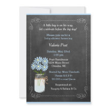 Chalkboard Country Mason Jar Blue Flowers Baby
