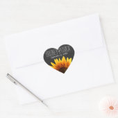 Chalkboard Country Rustieke Zonnebloem Huwelijksgu Hart Sticker (Envelop)