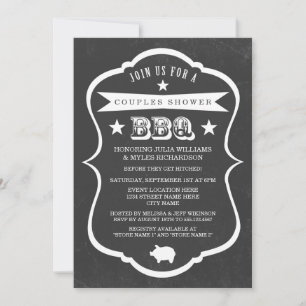 Chalkboard Couples Shower BBQ Uitnodiging