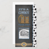 Chalkboard Cowboy Baby aangekondigd Aankondiging (Voorkant / Achterkant)