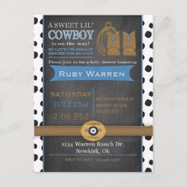 Chalkboard Cowboy Baby shower Uitnodiging