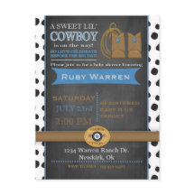 Chalkboard Cowboy Baby shower Uitnodiging