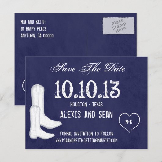 Chalkboard Cowboy Boots Briefkaart (Voorkant / Achterkant)