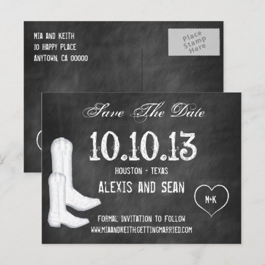 Chalkboard Cowboy Boots Briefkaart (Voorkant / Achterkant)