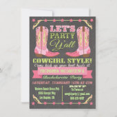 Chalkboard Cowgirl Western vrijgezellenfeest Kaart (Voorkant)