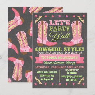 Chalkboard Cowgirl Western vrijgezellenfeest Kaart