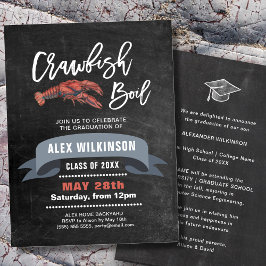 Chalkboard Crawfish Boil Afstuderen BBQ Party Kaart