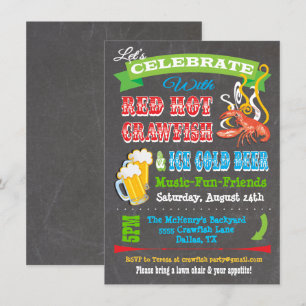 Chalkboard Crawfish Boil Party-uitnodigingen Kaart