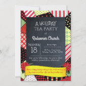 Chalkboard Crazy Quilt Holiday Party uitnodiging (Voorkant)