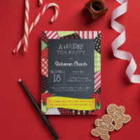 Chalkboard Crazy Quilt Holiday Party uitnodiging