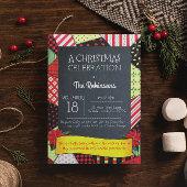 Chalkboard Crazy Quilt Holiday Party uitnodiging