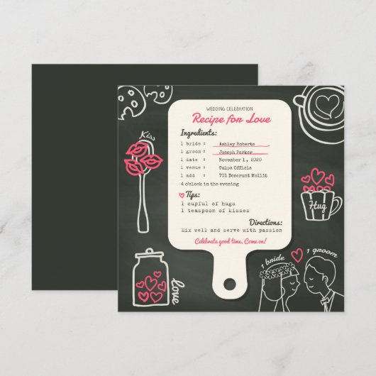 Chalkboard creatief recept bruiloft uitnodiging ka (Voorkant / Achterkant)