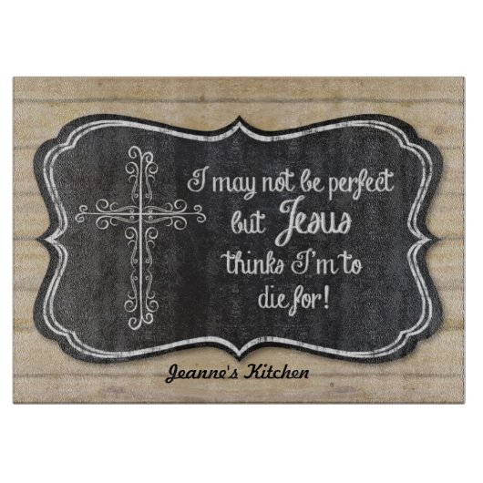 Chalkboard Cross-Christelijk Wooden Fence Boards Snijplank (Voorkant)