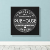 Chalkboard Custom Couple Pubhouse met Wedding Yr Canvas Afdruk (Insitu (Houten vloer))