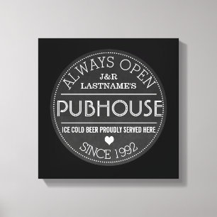Chalkboard Custom Couple Pubhouse met Wedding Yr Canvas Afdruk