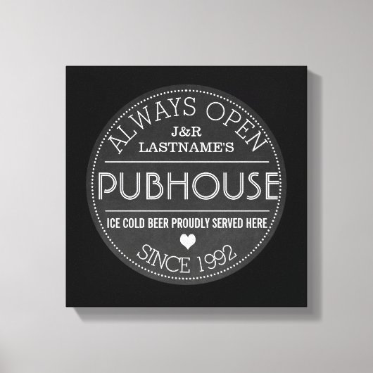 Chalkboard Custom Couple Pubhouse met Wedding Yr Canvas Afdruk (Voorkant)