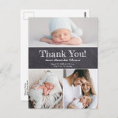 Chalkboard Custom Fotocollage Baby Aankomst Briefkaart (Voorkant / Achterkant)