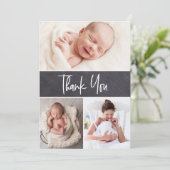Chalkboard Custom Multiple Photos Baby Shower Bedankkaart (Staand voorkant)
