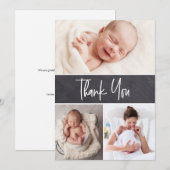 Chalkboard Custom Multiple Photos Baby Shower Bedankkaart (Voorkant / Achterkant)
