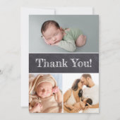 Chalkboard Custom Multiple Photos Baby Shower Bedankkaart (Voorkant)