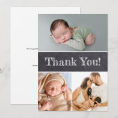 Chalkboard Custom Multiple Photos Baby Shower Bedankkaart (Voorkant / Achterkant)