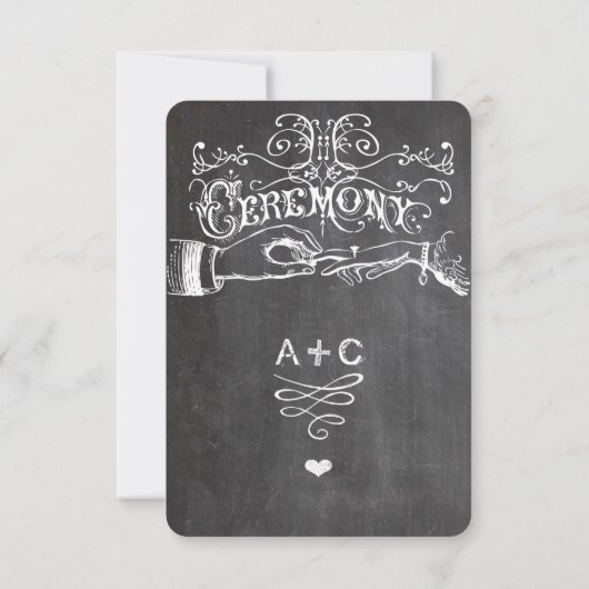 Chalkboard Cute Heart Initialen Typografie RSVP (Achterkant)