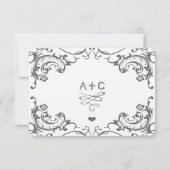 Chalkboard Cute Heart Initialen Typografie RSVP (Achterkant)