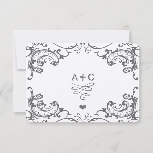 Chalkboard Cute Heart Initialen Typografie RSVP (Achterkant)