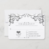 Chalkboard Cute Heart Initialen Typografie RSVP (Voorkant)