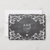 Chalkboard Cute Heart Initialen Typografie RSVP (Achterkant)