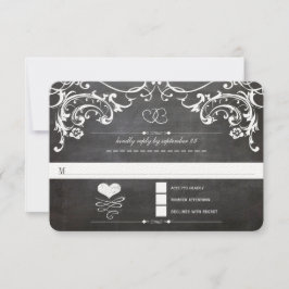 Chalkboard Cute Heart Initialen Typografie RSVP