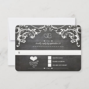 Chalkboard Cute Heart Initialen Typografie RSVP