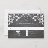 Chalkboard Cute Heart Initialen Typografie RSVP (Voorkant)