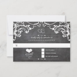 Chalkboard Cute Heart Initialen Typografie RSVP