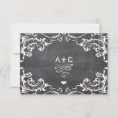 Chalkboard Cute Heart Initialen Typografie RSVP (Achterkant)