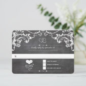 Chalkboard Cute Heart Initialen Typografie RSVP (Staand voorkant)