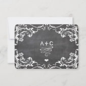 Chalkboard Cute Heart Initialen Typografie RSVP (Achterkant)