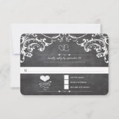 Chalkboard Cute Heart Initialen Typografie RSVP (Voorkant)