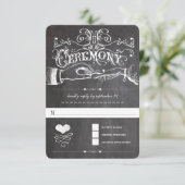 Chalkboard Cute Heart Initialen Typografie RSVP Kaartje (Staand voorkant)