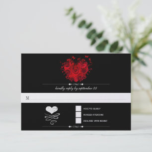 Chalkboard Cute Heart Initialen Typografie RSVP Kaartje