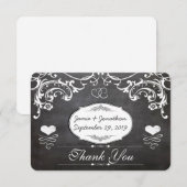 Chalkboard Cute Heart Initialen Typografie RSVP Kaartje (Voorkant / Achterkant)