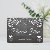 Chalkboard Cute Heart Typografie Hartelijk dank RSVP Kaartje (Staand voorkant)