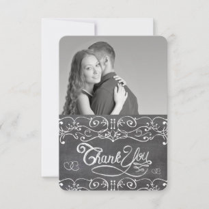 Chalkboard Cute Hearts Typography Dank je Bedankkaart
