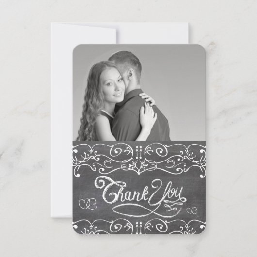 Chalkboard Cute Hearts Typography Dank je Bedankkaart (Voorkant)