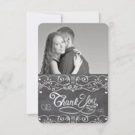 Chalkboard Cute Hearts Typography Dank je Bedankkaart