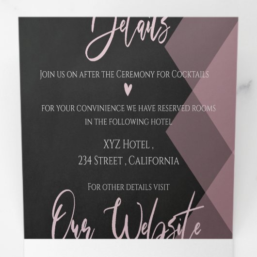 Chalkboard | Cute Pastel Multi Photo Wedding Drieluik Uitnodiging (Binnenzijde eerst)
