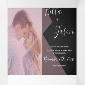 Chalkboard | Cute Pastel Multi Photo Wedding Drieluik Uitnodiging (Binnenkant midden)