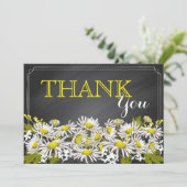 Chalkboard Daisies Rustic Modern Dank je Bedankkaart (Staand voorkant)