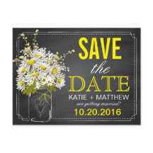 Chalkboard Daisy Modern Rustic Save the Date