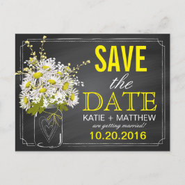 Chalkboard Daisy Modern Rustic Save the Date Aankondigingskaart